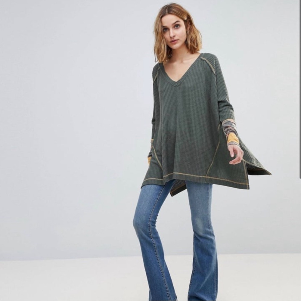 WE THE FREE Lovin Leopard olive waffle top